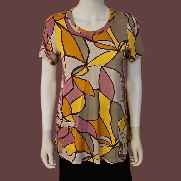 LOGO Floral Mod Short Sleeve Scoop Neck Top - Picture 1 of 9